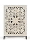 GINER Y COLOMER Vitrina - Buffet 2 portes en bois de manguier massif avec finition blanc vieilli et pieds métal noir, 160 x 110 x 40 cm